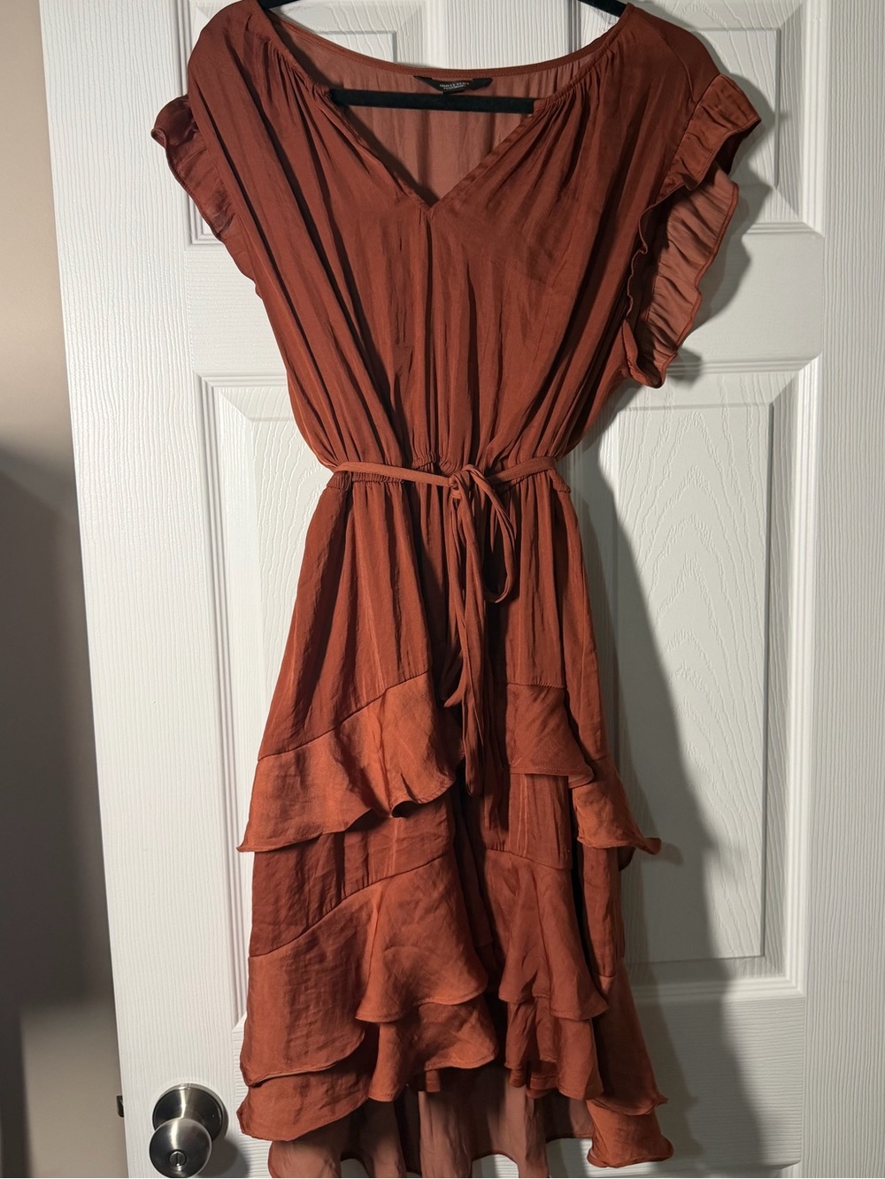 Simply Vera Vera Wang Rust Ruffled Tiered Midi Dress